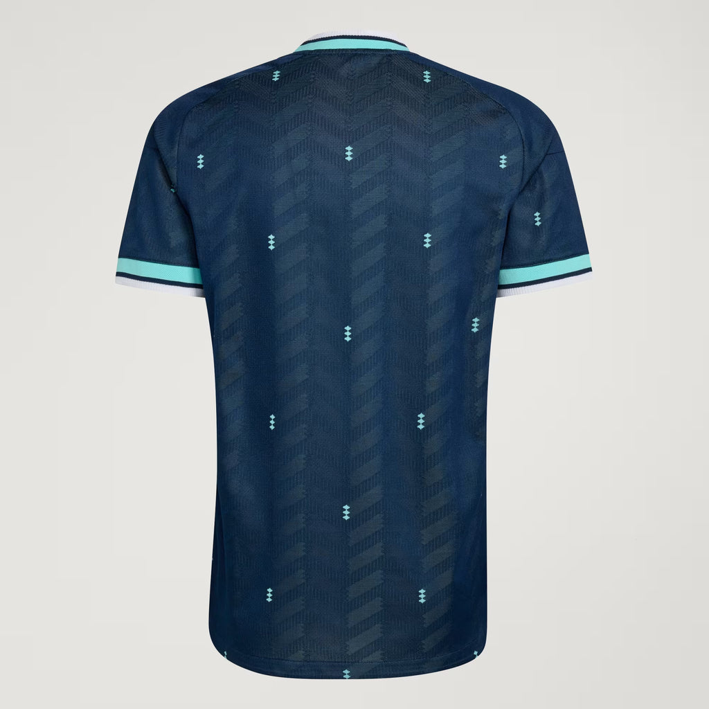 Maillot extérieur de l'Allemagne 2026 officiel, design authentique bleu de la marque Ethan Business, pour fans de football.
